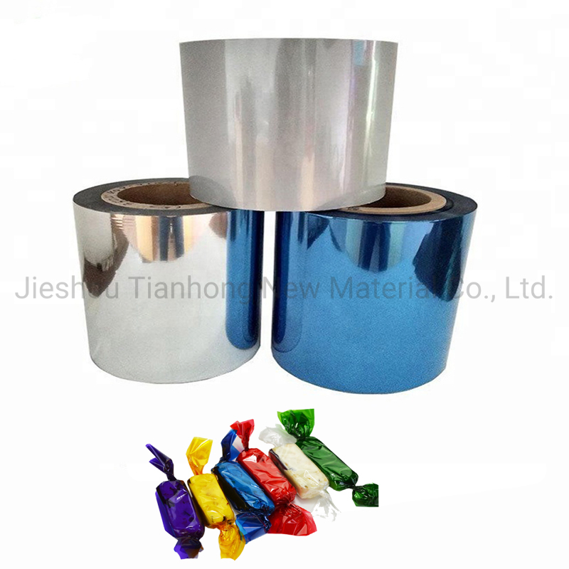 Plastic Packaging Film Food Packaging Film Aluminum Metallized PVC Film Pet Twist Film for Candy Packing Metalic Toffee Packaging Film