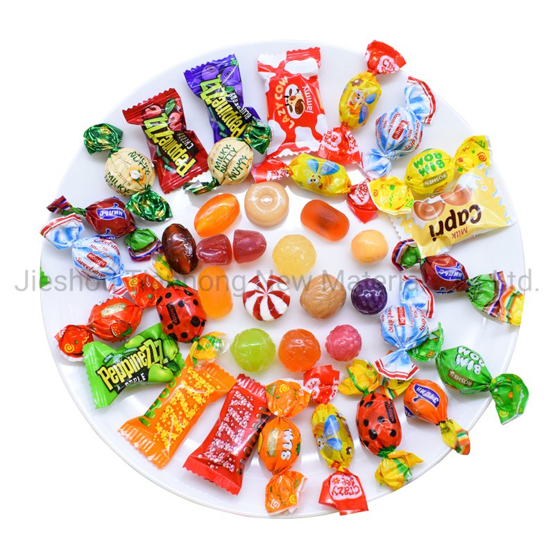 Plastic Film Roll PVC Lollipop Candy Wrapper Twist PVC Film Pet Film Packing Caramel Candy Bar Food Packaging Film Ketchup Sachet Plastic Film