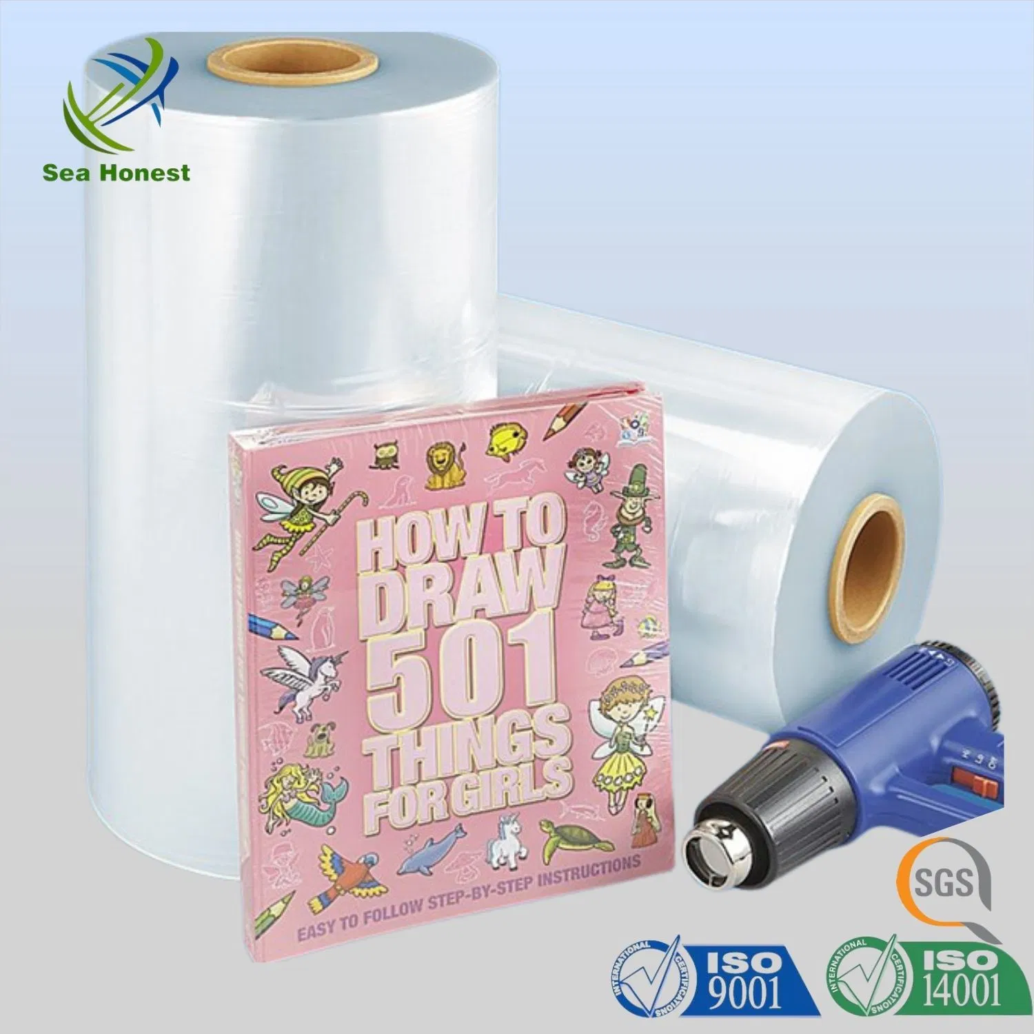 POF/PVC/PETG/PE/Pet Heat Shrink Film Middle/High Shrinkage China Manufacturer Shrink Film for Printing Shrink Labels Plastic Packaging