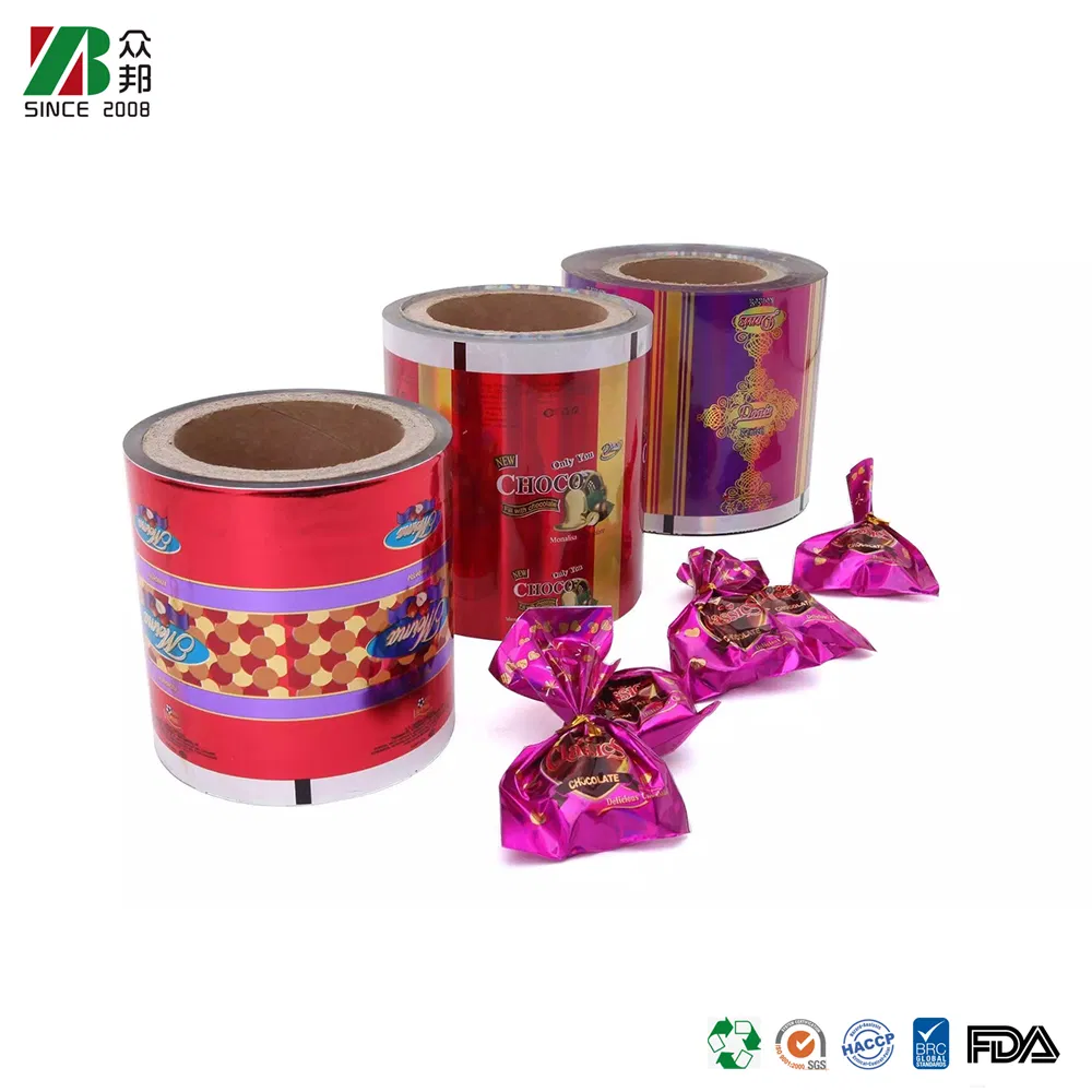 Wholesale Custom Printed Recyclable Twist Wrap Candy Plastic Packaging Roll Film