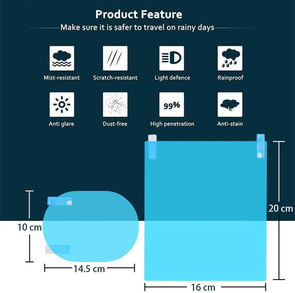 Clear Pet Car Rearview Mirror Sticker Anti-Fog Rain Proof Film