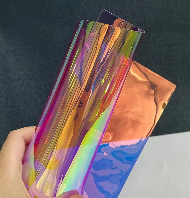 Rainbow Iridescent Film for Lamination, Candy Wrapping and Sequin/Glitter Making Twist Film Transparent Soft Moisture Proof