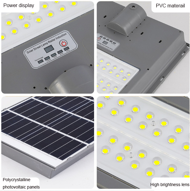 LED 800W 1000W 1500W IP65 Outdoor Waterproof ABS Energy Saving Economic Dimmable All in One Solar Street Light with Motion Sensor Light