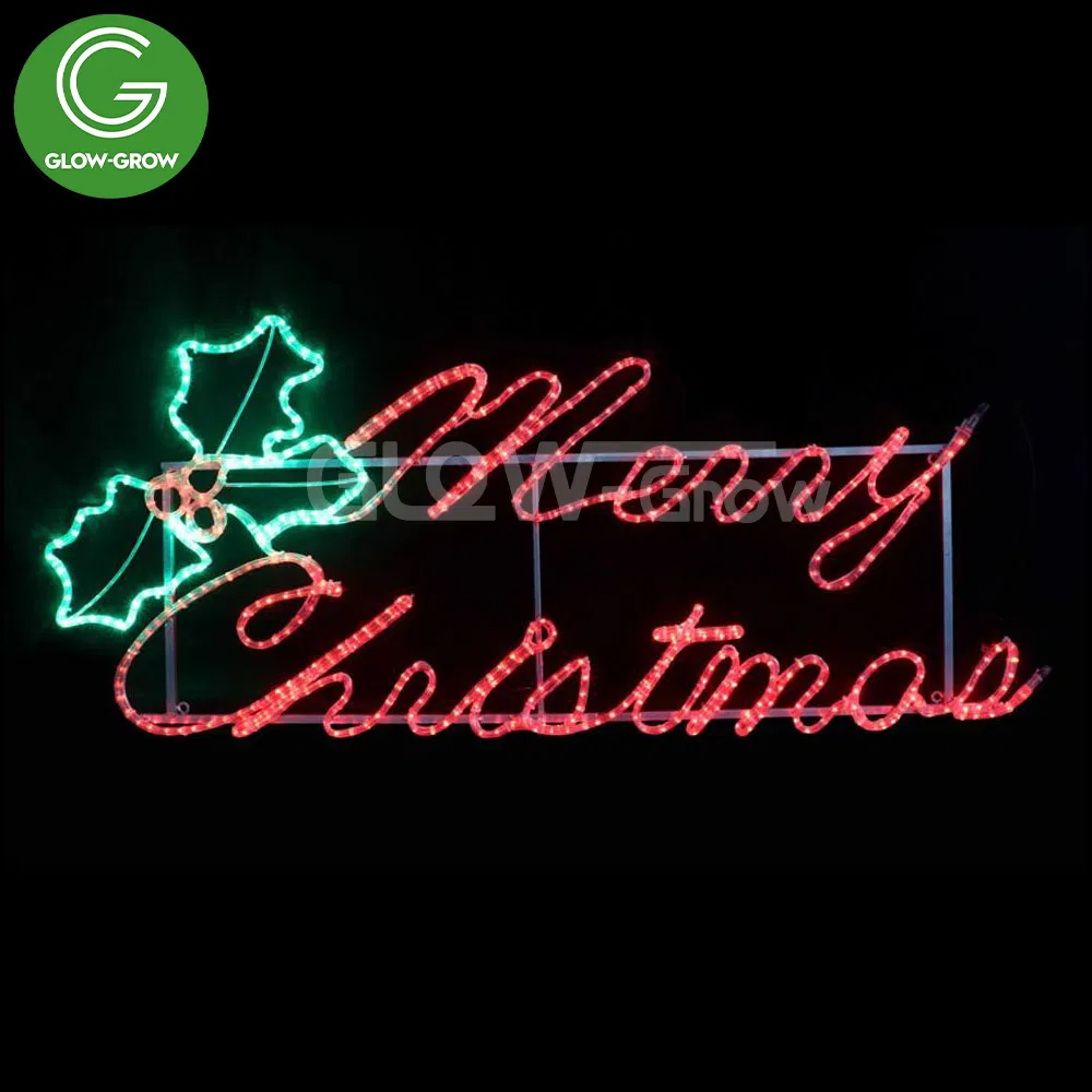 120V/230V Red &amp; Green Merry Christmas Letter Across Street LED Motif Light for Xmas Holiday Park Project Decoration