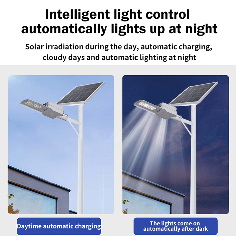 IP65 Waterproof LED Solar Street Light Remote Light Control Solar Lamp with Light Pole for Road Urban