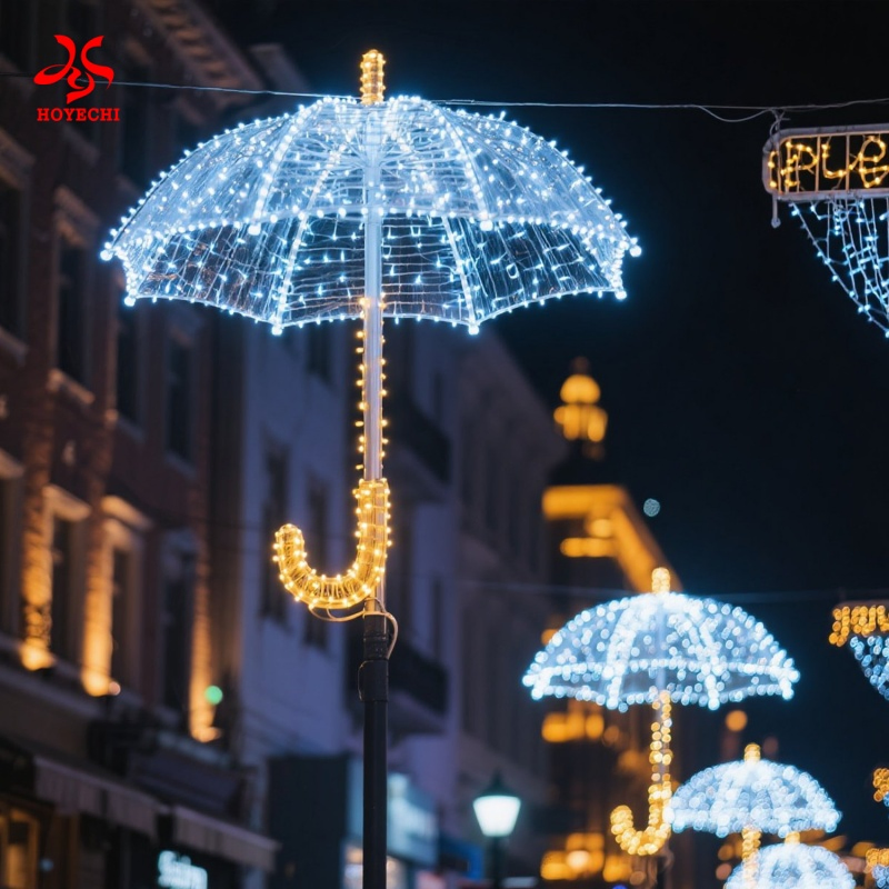 High-Quality Waterproof Umbrella LED Motif Light Outdoor Street &amp; Park Decoration