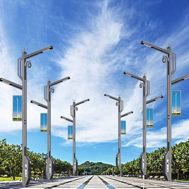Low Price Windproof Smart Street Light Outdoor Single Double Arm Intelligent Lamp