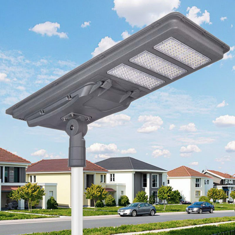 Moni-Si 100W All-in-One LED Solar Street Light Smart Outdoor Lighting Aluminum Profile Battery Power Supply IP65 Rated Dimmable