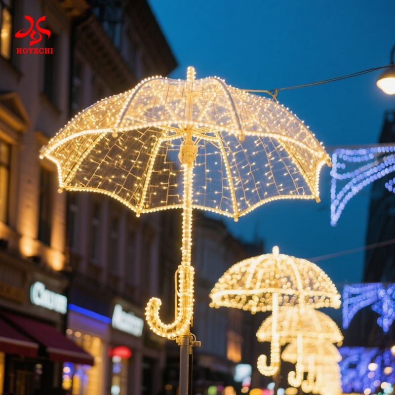 High-Quality Waterproof Umbrella LED Motif Light Outdoor Street &amp; Park Decoration