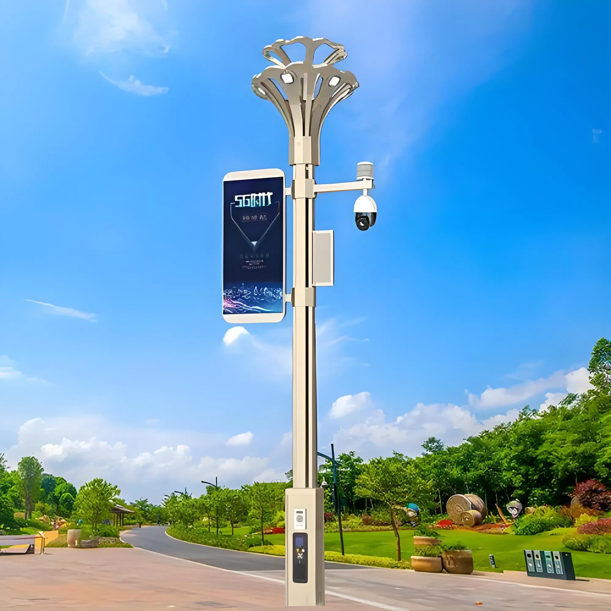 Low Price Windproof Smart Street Light Outdoor Single Double Arm Intelligent Lamp