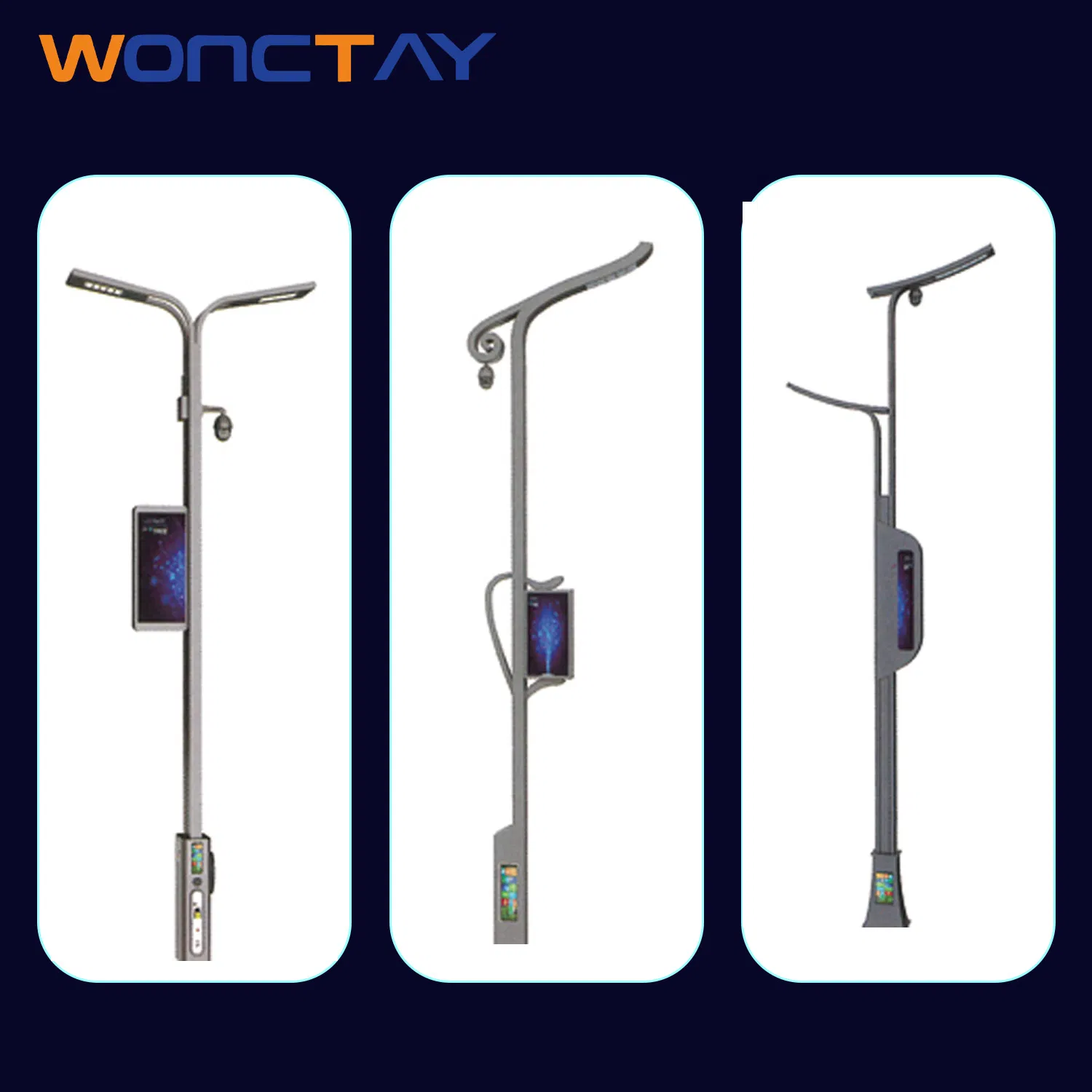 80W High Lumen Outdoor IP65 Smart Solar Street Light with 10m Pole