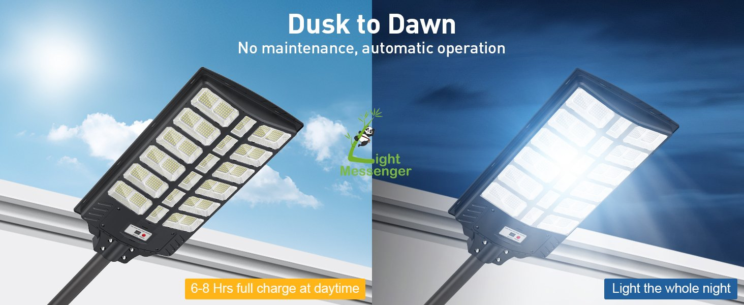 Light Messenger Outdoor Garden Waterproof IP65 Light Control Radar Induction Solar Street Lights LED Lamp with Remote