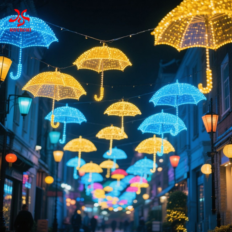 High-Quality Waterproof Umbrella LED Motif Light Outdoor Street &amp; Park Decoration