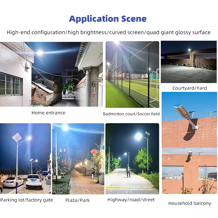 Nei Solar Street Light All in One Solar Street Light Square 100 W LED with Lithium Iron Oxide Battery Die Casting Aluminum Housing Body