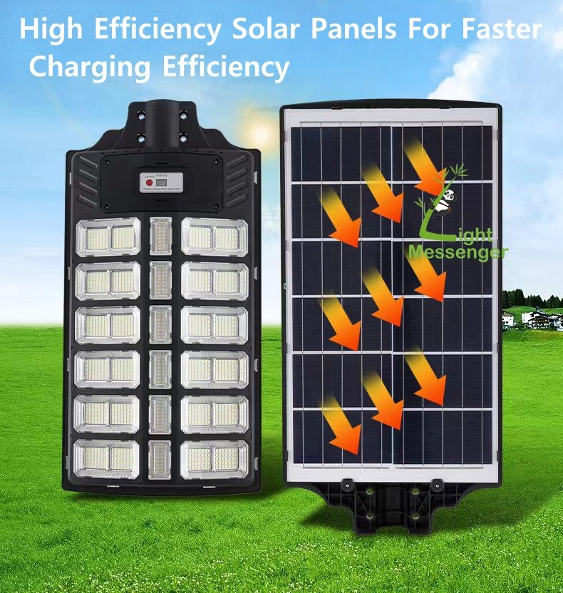 Light Messenger IP65 1000W 1200W 1500W Lamps Ledbow Security Remote Smart Control High Efficiency Round Solar Street Light Outdoor Waterproof