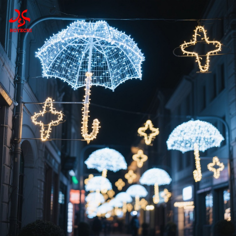 High-Quality Waterproof Umbrella LED Motif Light Outdoor Street &amp; Park Decoration