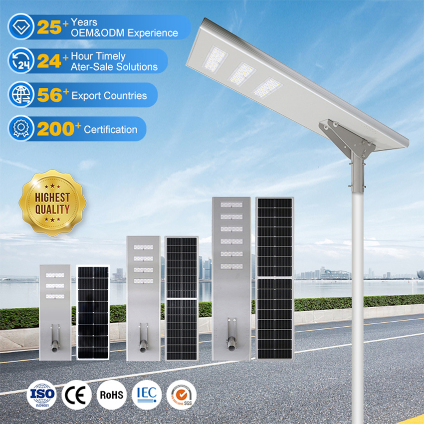 LED Solar Street Light Lampadaire Solaire Radar Sensor Light Lighting Products 60W 80W 120W Outdoor Garden Solar Street Lamp for Roads