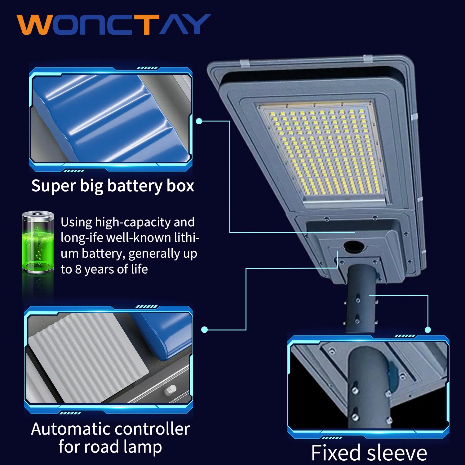 IP 65 Waterproof Long Battery Life Street All in One Solar Panel Light