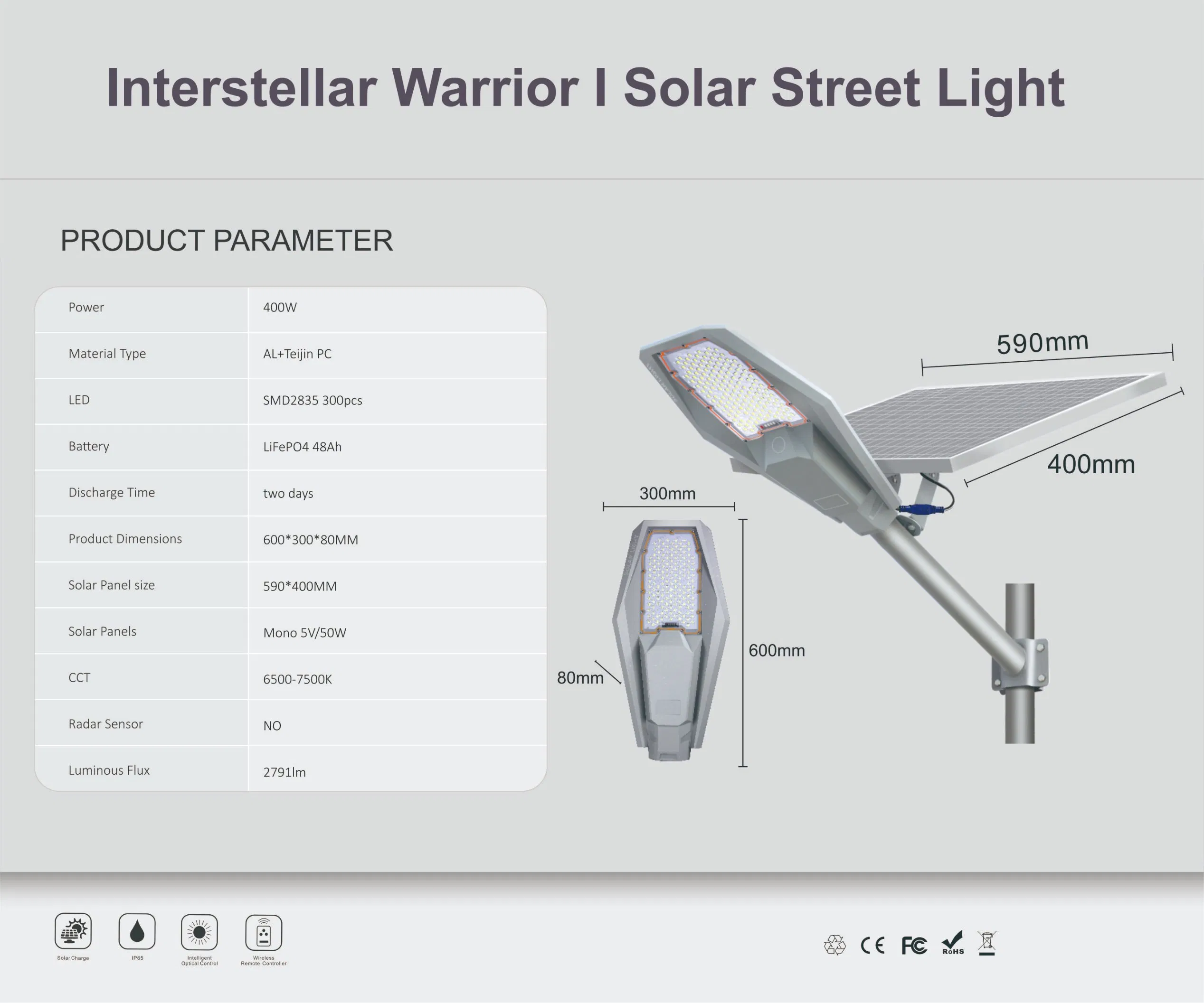 300W 400W Energy Saving LED Solar Road Lamp Outdoor Waterproof IP65 Remote Control Solar Street Light