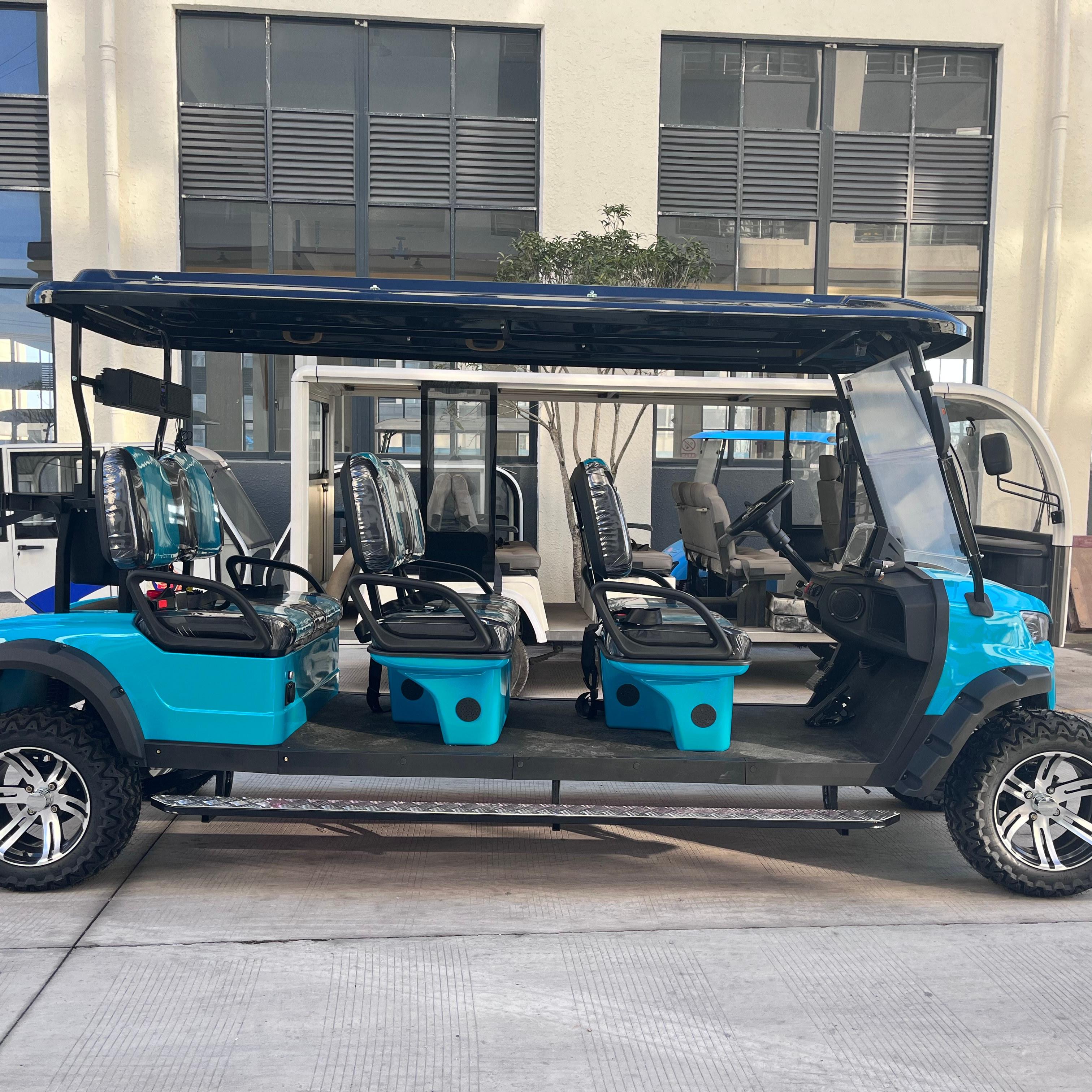 Electric 6 Seater Golf Cart American High-Efficiency 4KW Motor 48V-72V Battery LCD Touchscreen Hydraulic Brakes 30km/h Max Speed
