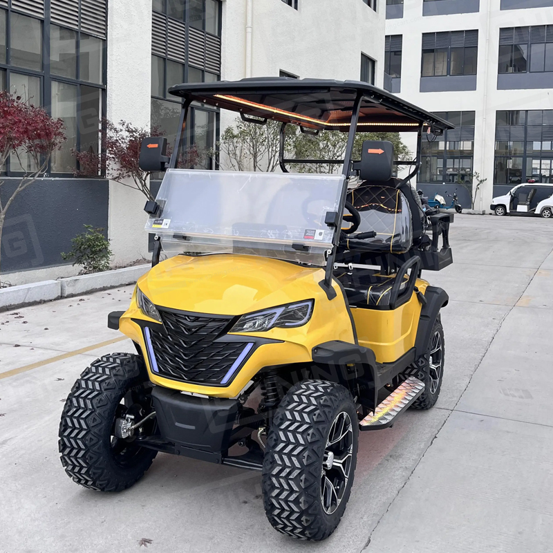 Shininglsv Chinese 48V Electric 4 Seat Customized Steel Golf Cart with 5KW AC Motor 60km/h Max Speed Solar Panel