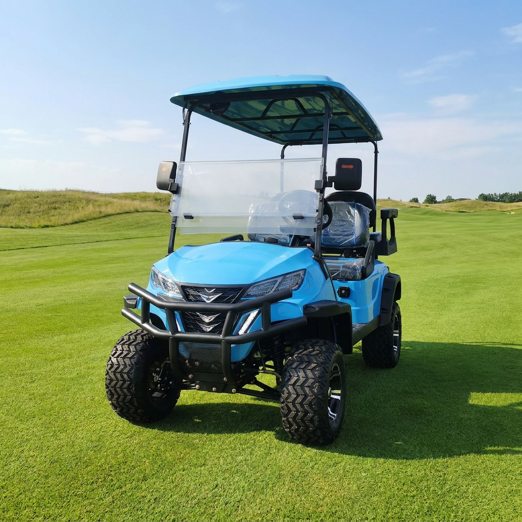 Multifunctional Blue 8 Seater 4x4 Drive Electric Golf Cart with Maintenance-free Battery for Resort Hotel