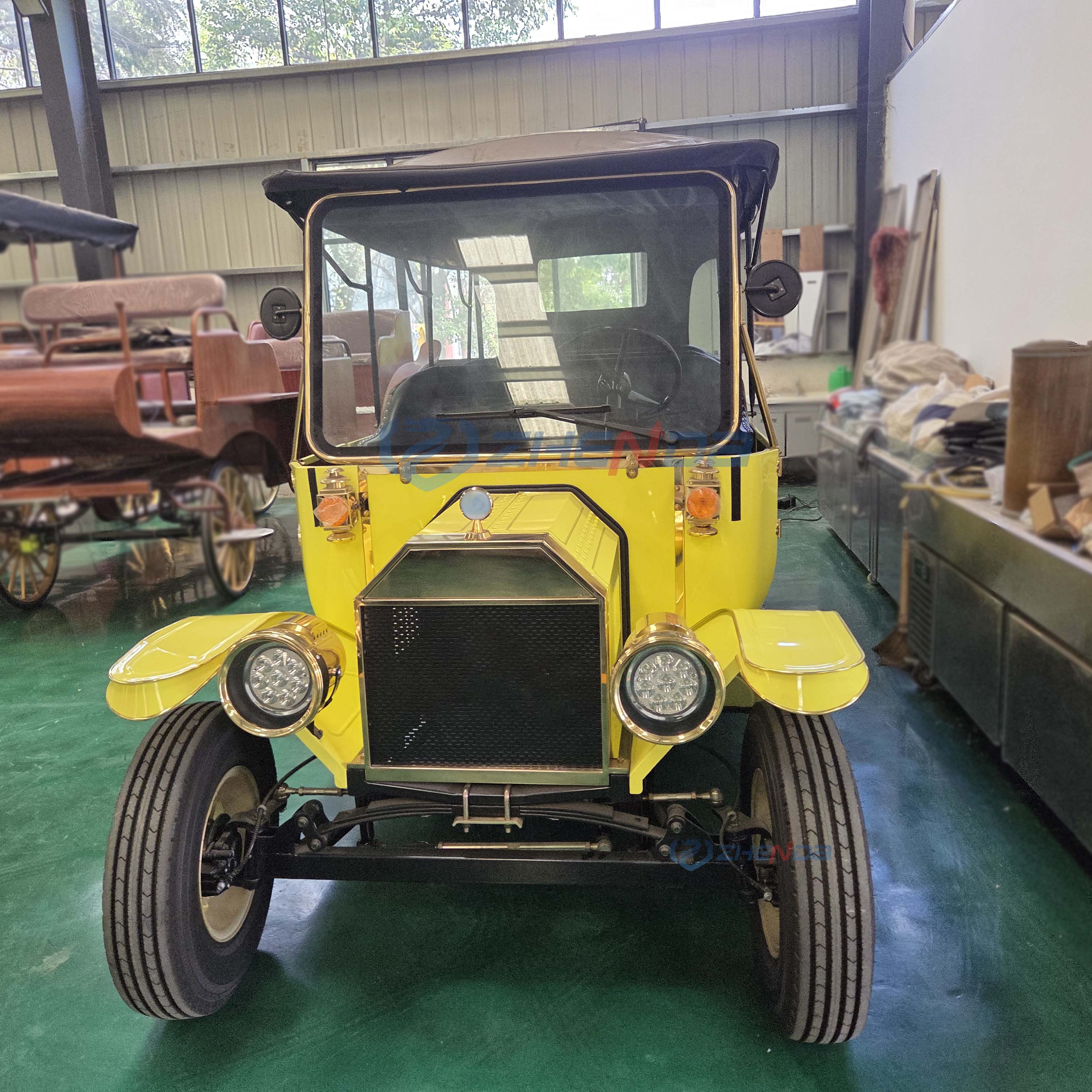 ZHENDA 8 Seat Electric Yellow Sightseeing Car Classic Golf Cart Custom Color Street Legal Lead Acid Battery Tour Vehicle
