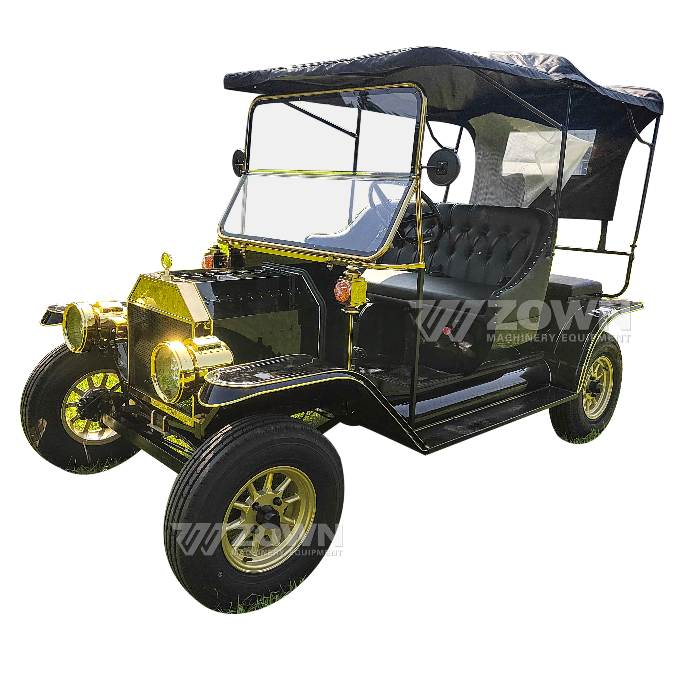 Street Legal 48V Electric Vintage Golf Cart 5 Passengers Classic Sightseeing Shuttle Bus Special Transportation