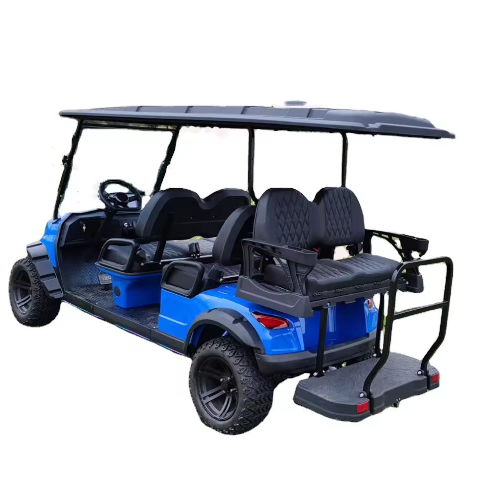72V Mini Electric Golf Carts Solar Powered 6-Seater Buggy with Golf Trolley Accessories Aluminum Material 2KW Motor