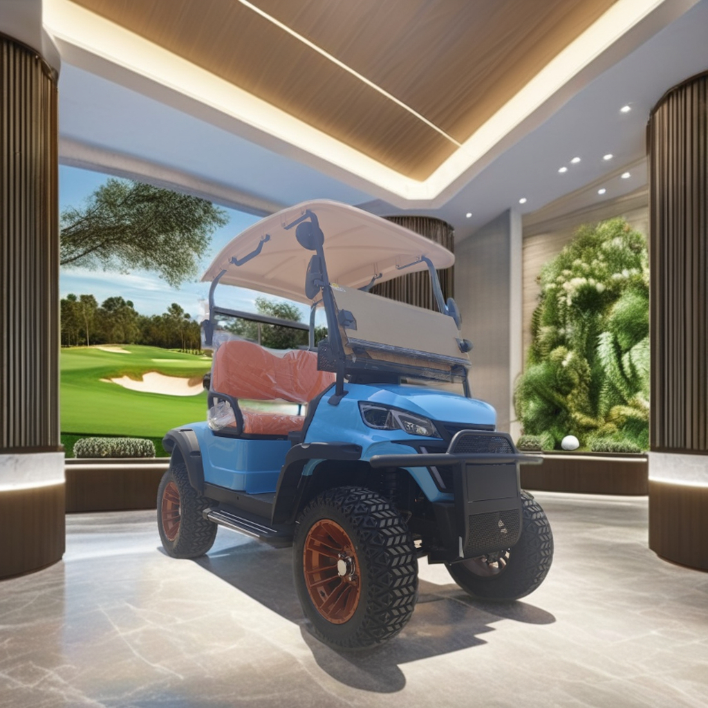 Custom 2-Seater Luxury Off-Road Electric Golf Cart with 48V Battery and Cheap Parts Including Off-Road Tire