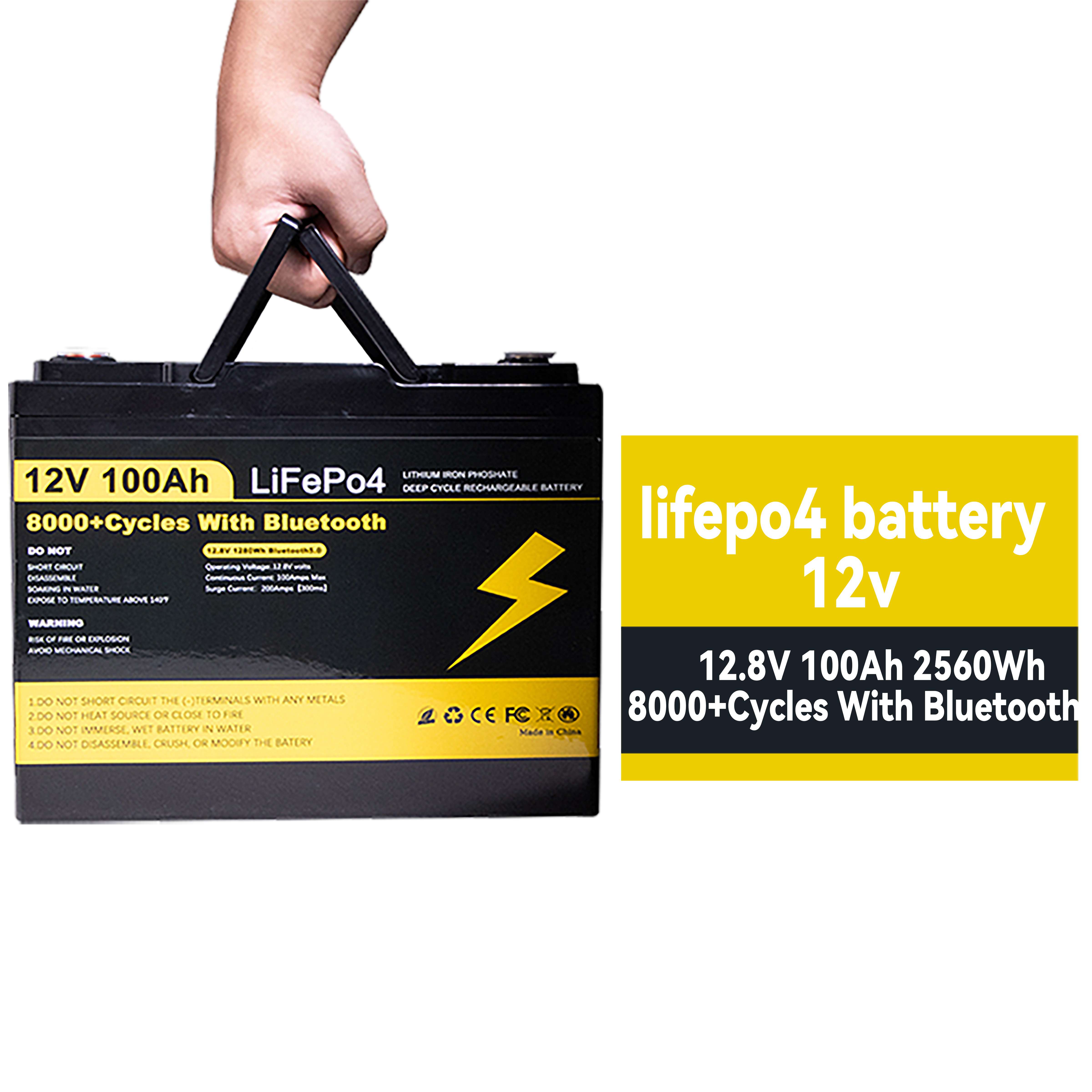 EU Stock 12V 100Ah / 200Ah LiFePO4 Lithium-Ion Battery High Capacity Energy Storage System for Golf Cart &amp; Wide Applications