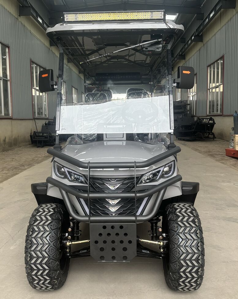 WELIFTRICH Solar Powered 14inches off Road Wheels Lifted Grey 6 Seater Electric Golf Cart 72V CE/DOT Certified