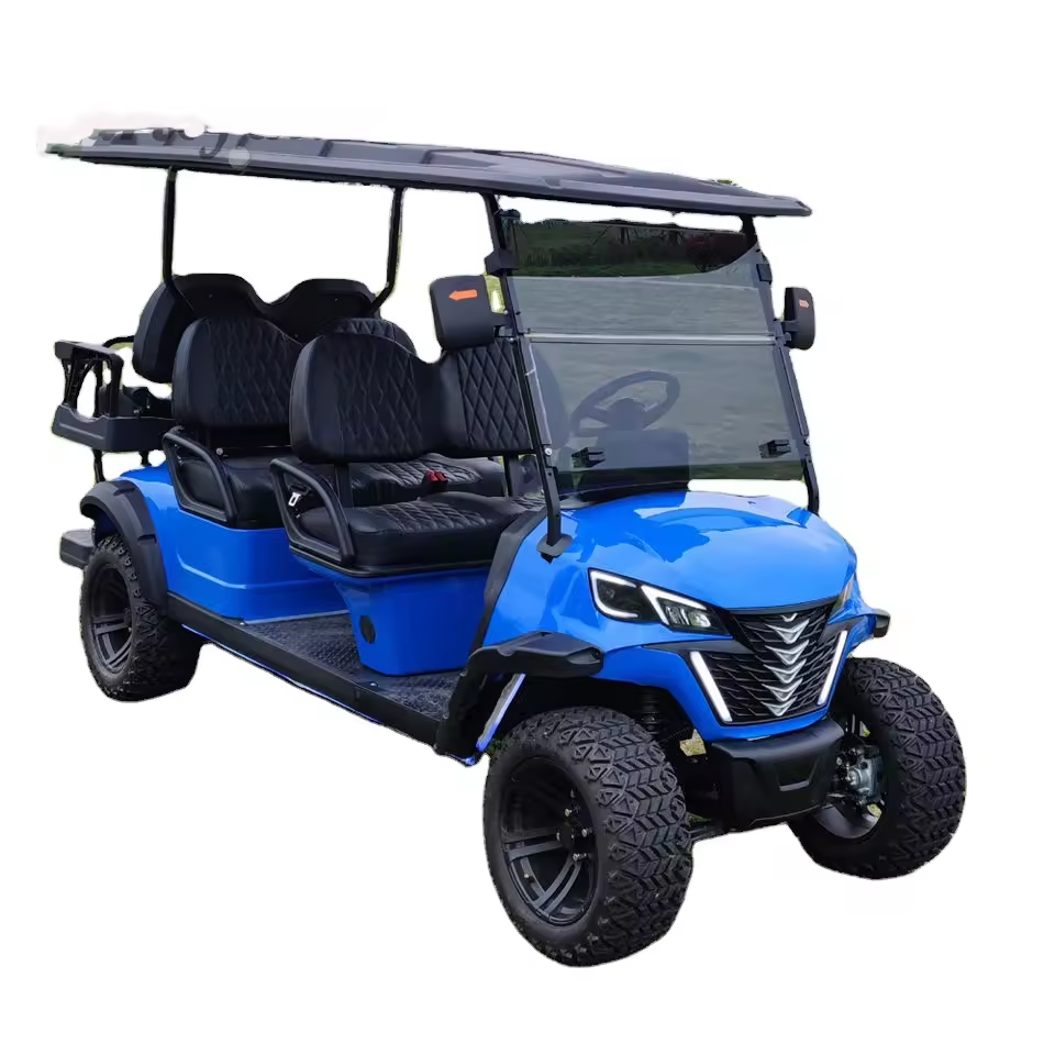 72V Mini Electric Golf Carts Solar Powered 6-Seater Buggy with Golf Trolley Accessories Aluminum Material 2KW Motor