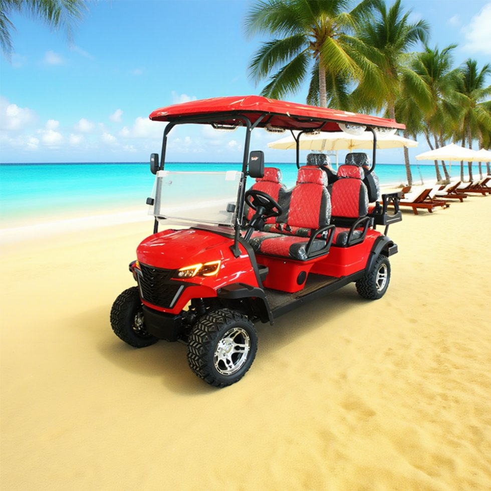 Electric Golf Cart 6 Seats with Roof Long Range Battery for Resort Hotel Community and Golf Course Transport
