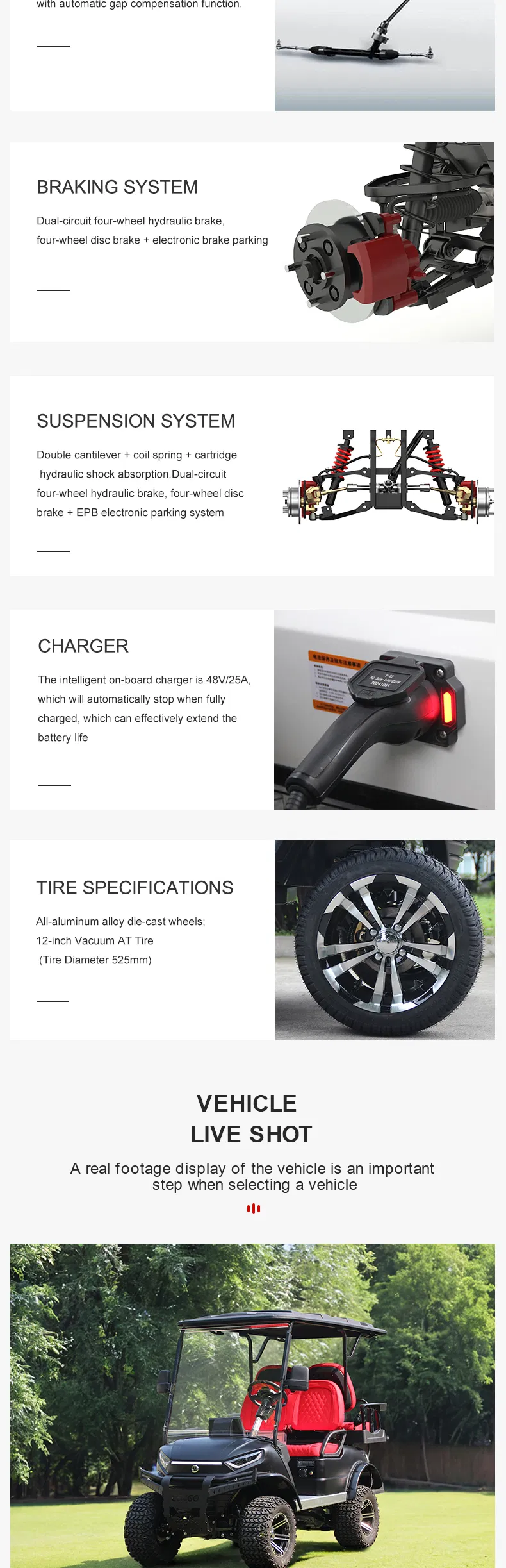 Electric Golf Cart Performance features