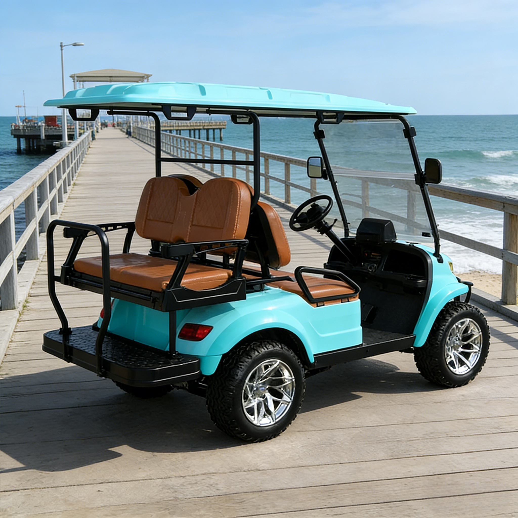 Sleek Black Support Customization Golf Cart with 1850mm Wheelbase for Three to Four Passengers