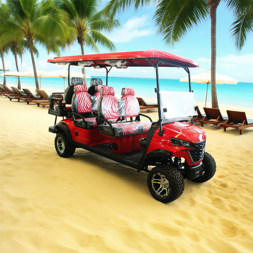 Electric Golf Cart 6 Seats with Roof Long Range Battery for Resort Hotel Community and Golf Course Transport