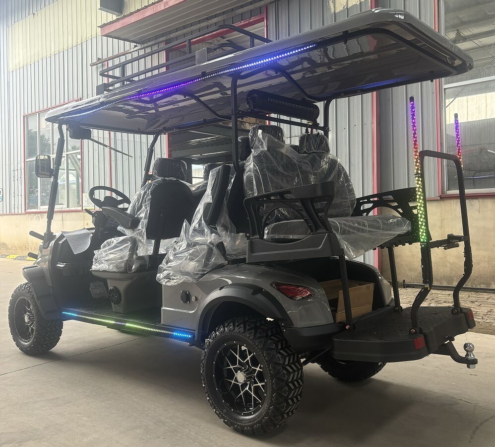 WELIFTRICH Solar Powered 14inches off Road Wheels Lifted Grey 6 Seater Electric Golf Cart 72V CE/DOT Certified