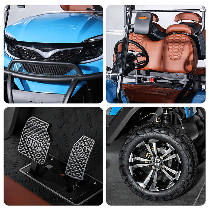 4 Seater Folding 72V Lithium Battery Electric Golf Cart Rough Terrain 2+2 Seats Off Road Golf Cart