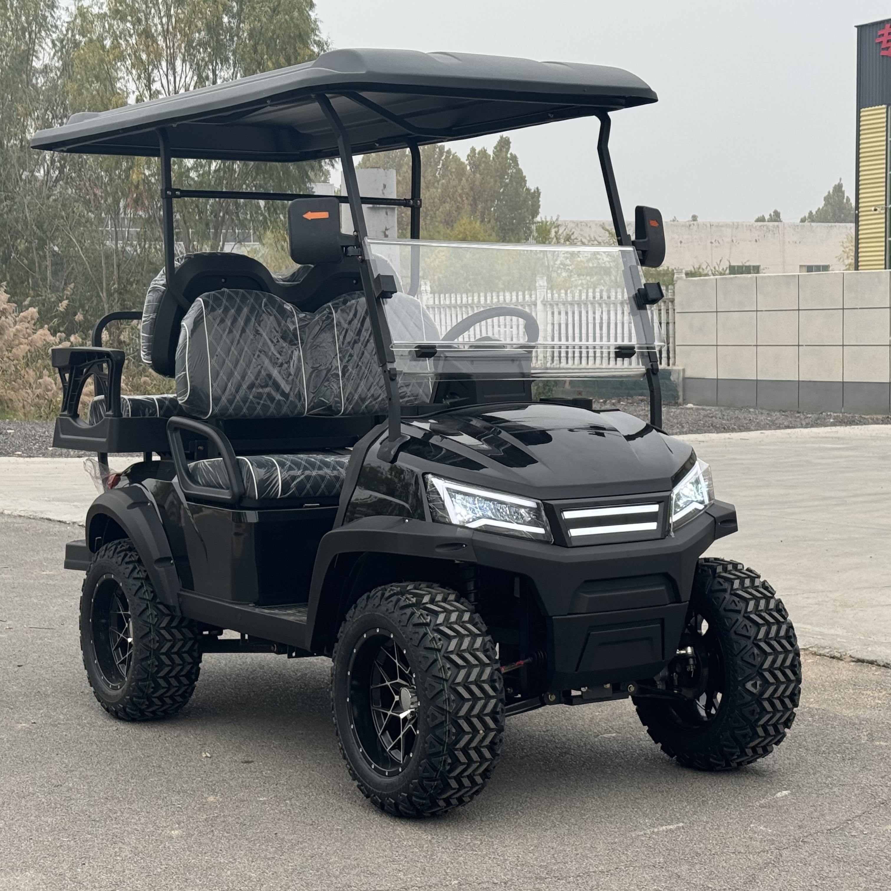 Electric Golf Cart 3-4 Seats 4x4 off Road Club Car for Sale Gold Color Custom Free Design