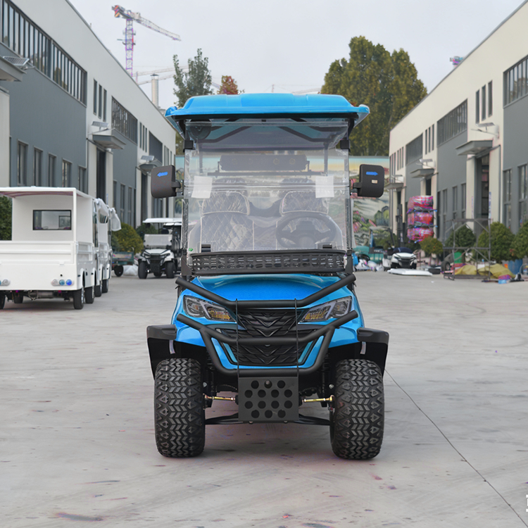 High Performance 8 Seater Blue Electric Golf Cart With 72V High Power Motor LED Lights For Resort Hotel Scenic Area