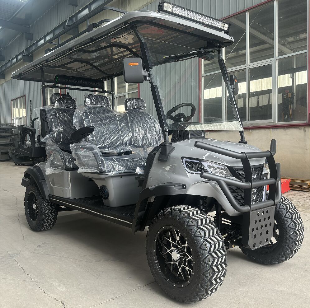 WELIFTRICH Solar Powered 14inches off Road Wheels Lifted Grey 6 Seater Electric Golf Cart 72V CE/DOT Certified
