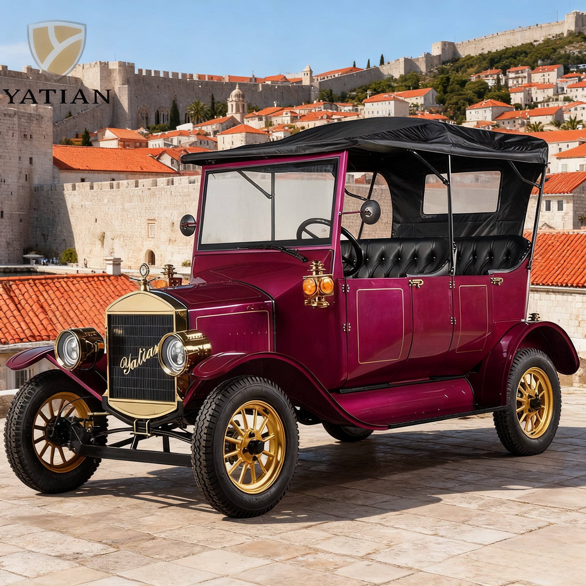Model T Style Vintage Electric Golf Cart | EEC Certified Golf Course &amp; Resort Shuttle Commercial Retro Golf Club Vehicle