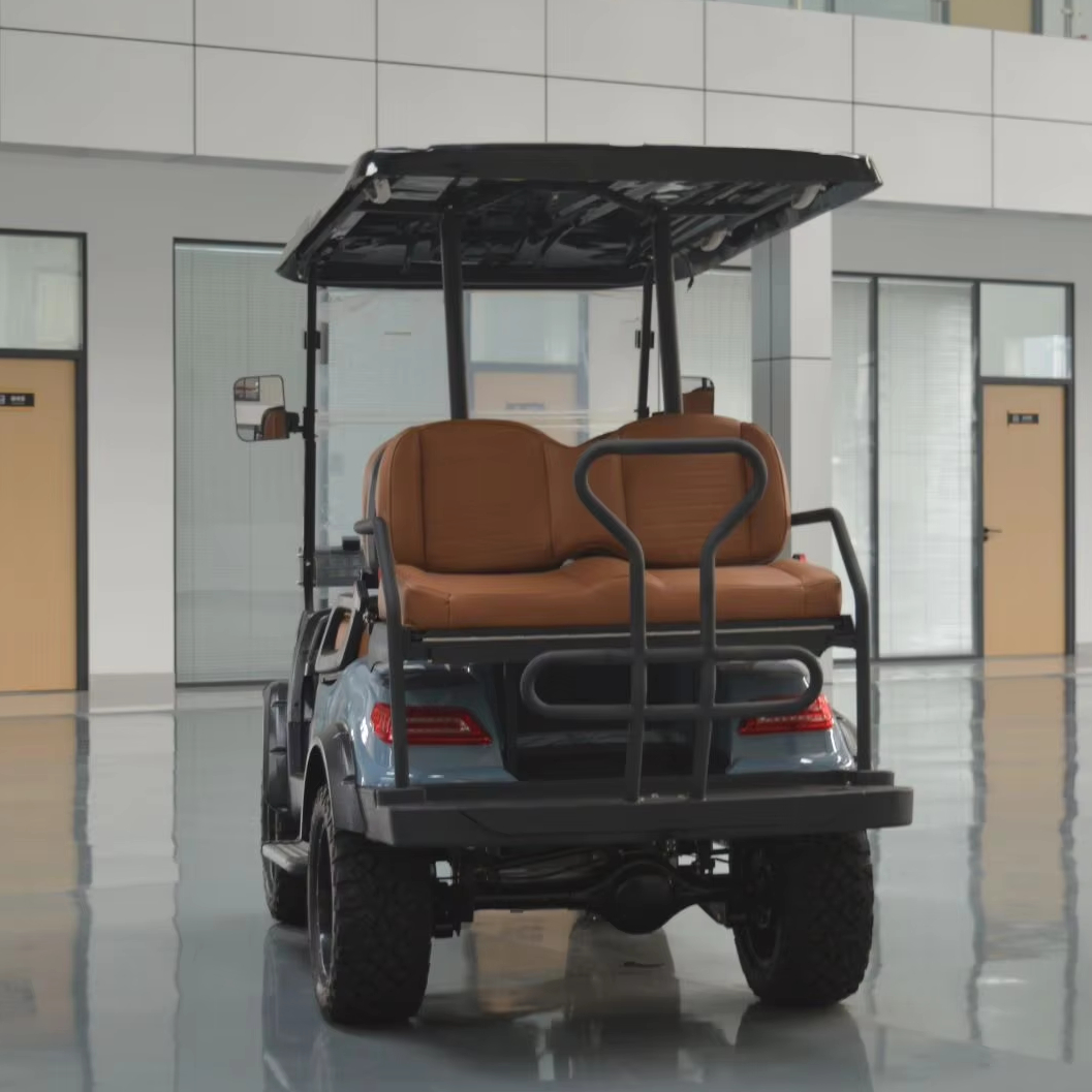 High Performance Blue Electric Golf Cart 4 Passenger Equipped with Adjustable Seats for Hotel Reception and Communities