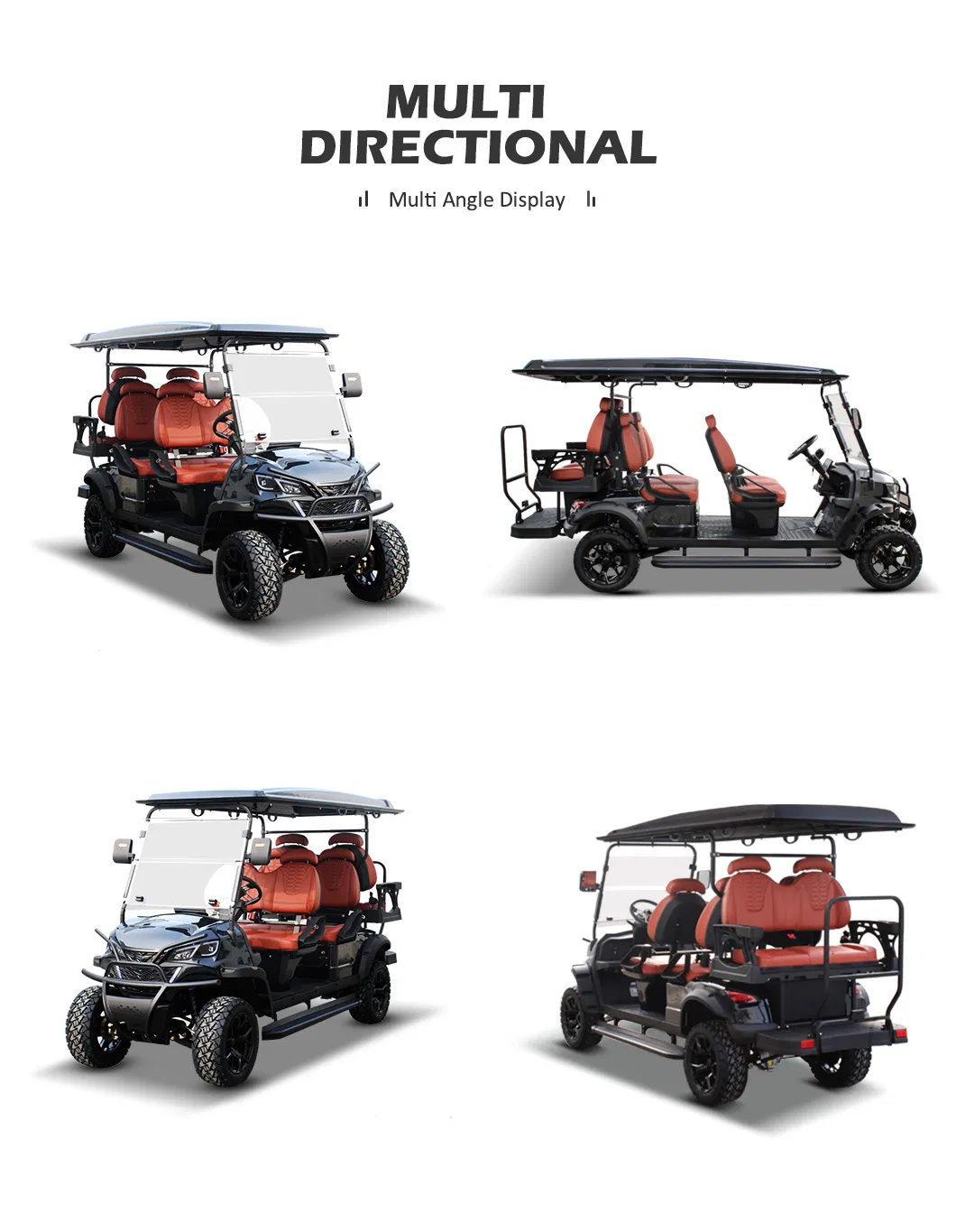 72/48 Volt Street Legal 4+2 Seater Golf Car 6 Hunting Electric Golf Cart with Lithium Battery