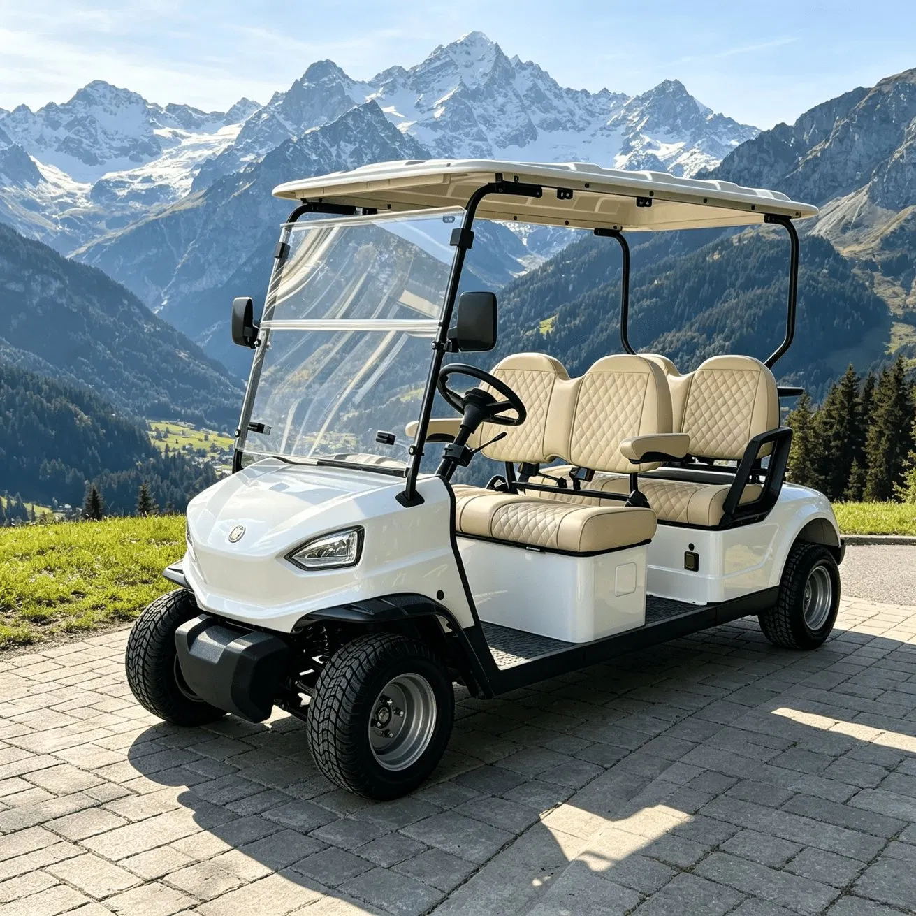 4 Seats off Road Battery Powered Classic Shuttle Electric Sightseeing Golf Cart for Wholesale