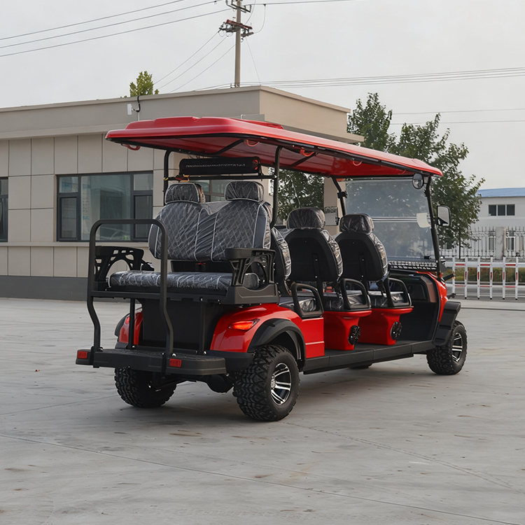 Heavy Duty 8 Seater Electric Golf Cart Red Off Road Buggy Equipped with Long Range Lithium Battery for Resort Campground