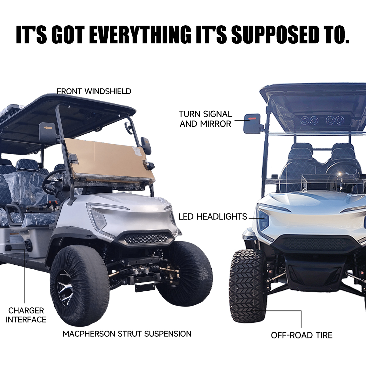 New Luxury Design Electric Golf Cart with Solar Roof Off-road Hunting Golf Buggy Lithium Battery 4-seater Golf Cart