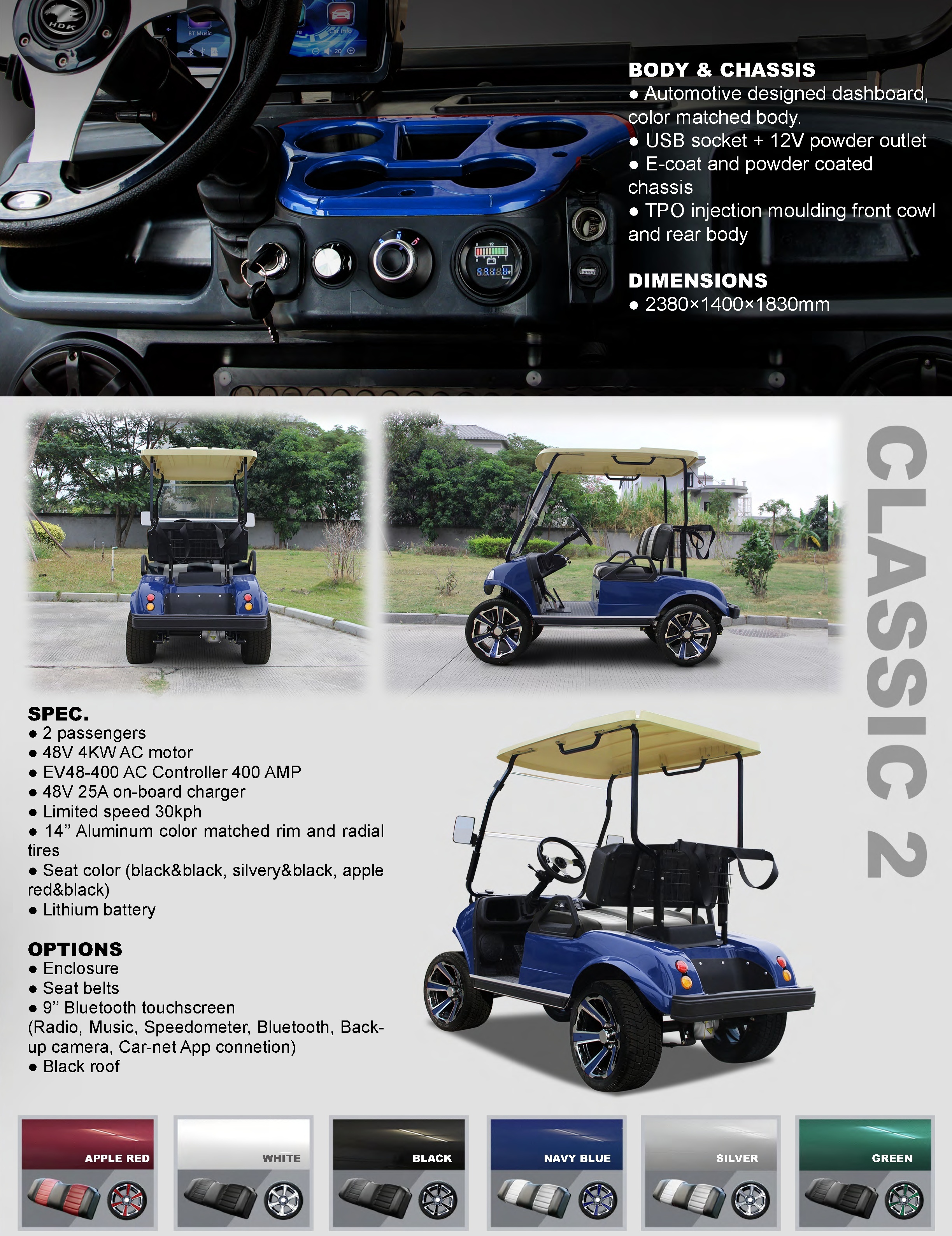 New HDK EVOLUTION 48V Electric Golf Cart Me Club 2 Seat Wholesale with CE Certificate Cheap Price