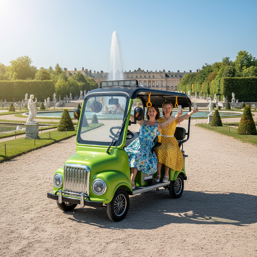 HLD Retro Style 4 Seaters Electric Sightseeing Golf Cart 40km Range for Hotel Resort Passenger Transport Electric Quadricycle